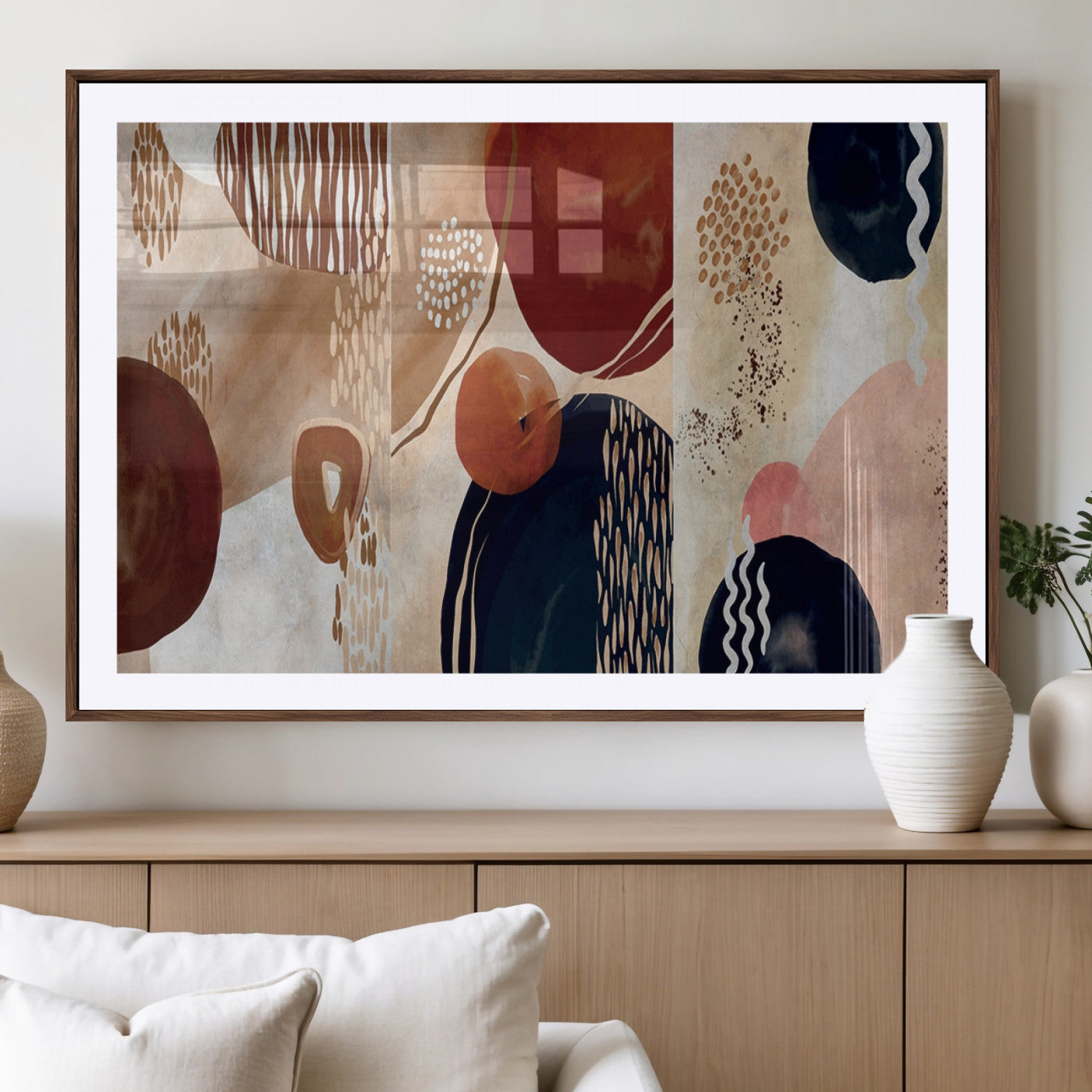 MGC-FP-36x24 - Boho Wall Art Canvas Print Set Mid-Century Prints Bohemian Wall Artwork Prints Boho Neutral