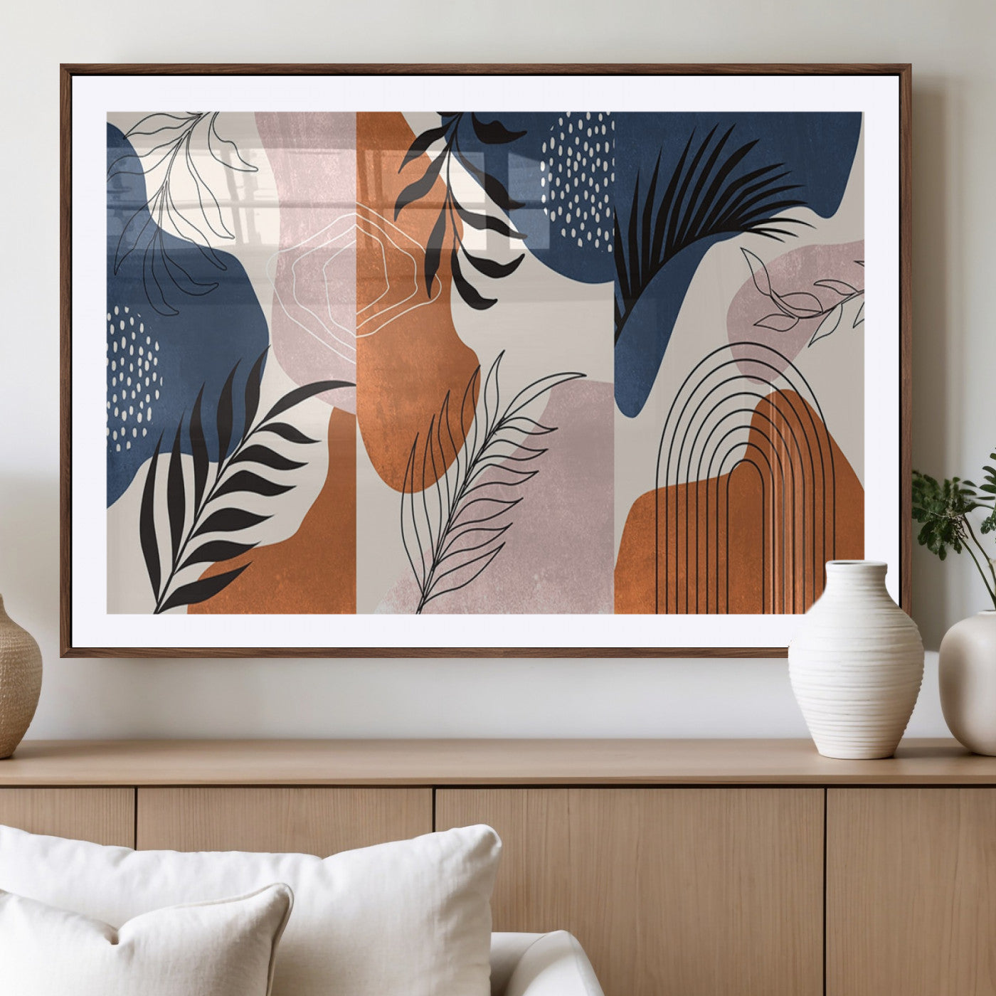 MGC-FP-36x24 - Boho Wall Art Canvas Print Set Mid-Century Prints Bohemian Wall Artwork Prints Boho Neutral,