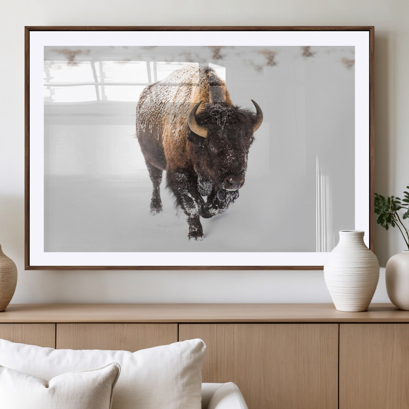 MGC-FP-36x24 - Bison Winter Wall Art Canvas Print For Farmhouse Decor