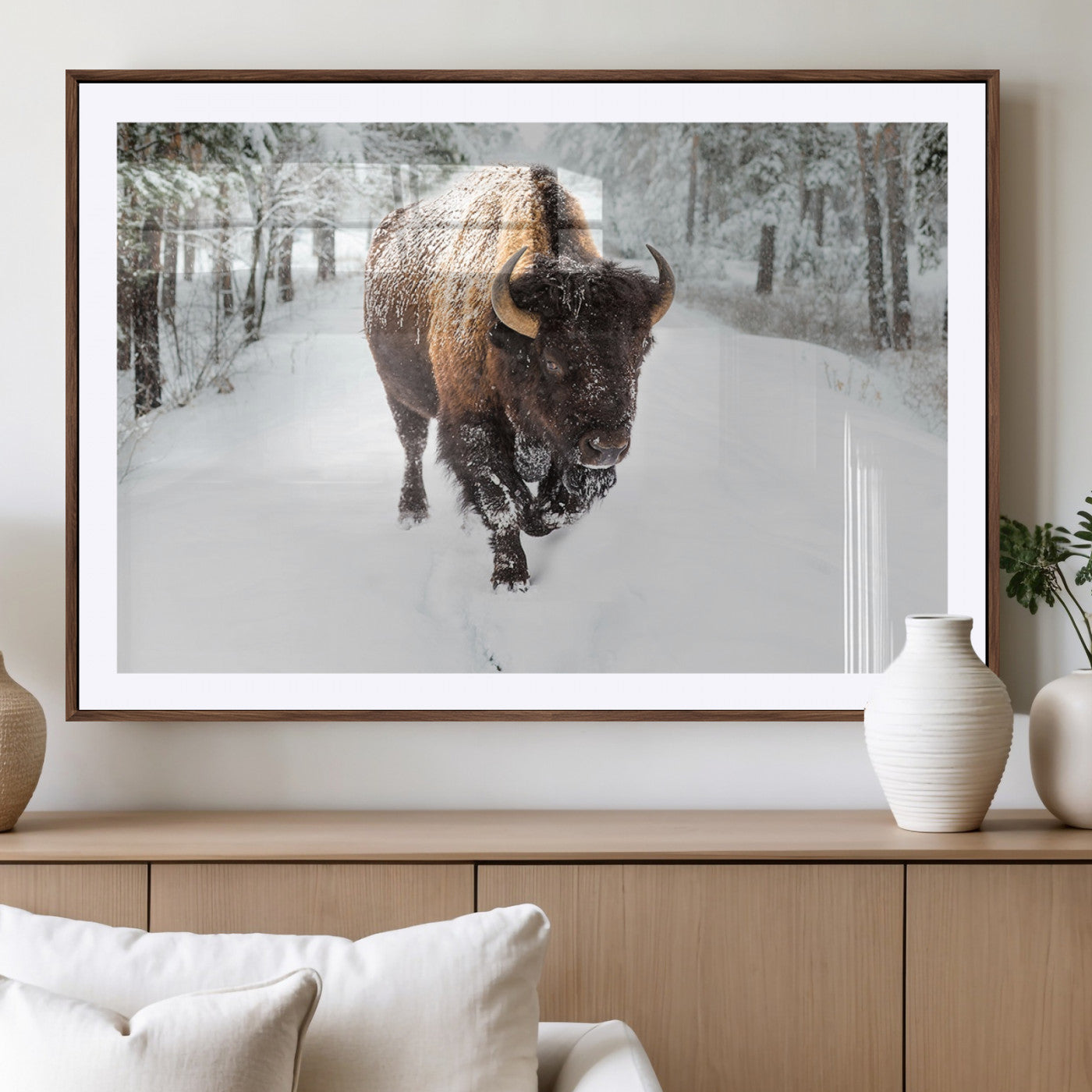 -Bison Wall Art Canvas Print For Farmhouse, Animal Canvas Print, Wild Animal Wall Art