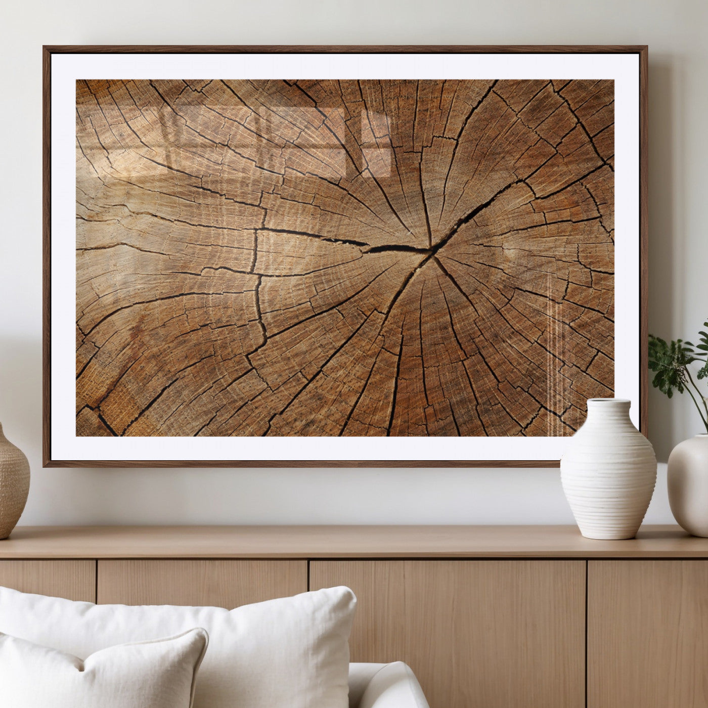 MGC-FP-36x24 - Tree Ring Canvas Art, Rustic Wood Grain Wall Art, Tree Slice Decor for Modern Homes, Giclee