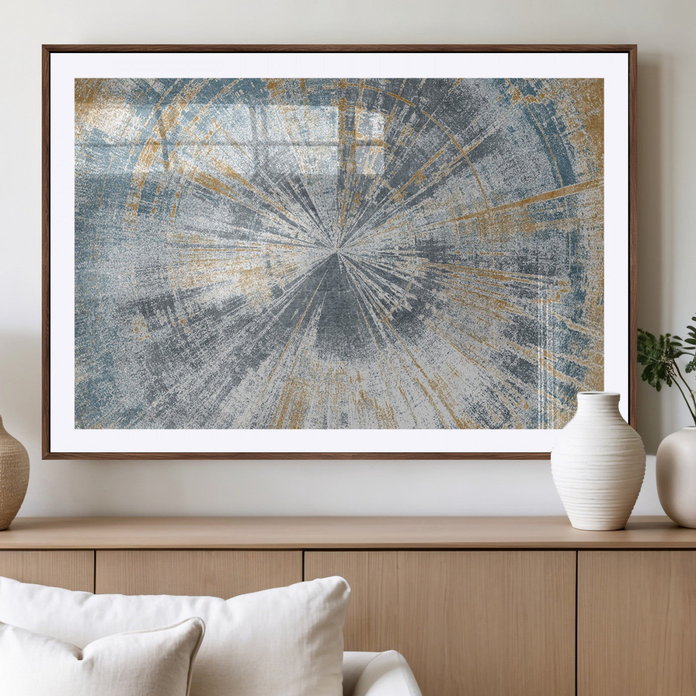 -Radiant Abstract Wood Rings Canvas Art – Modern Triptych Wall Decor for Living Room or Farmhouse