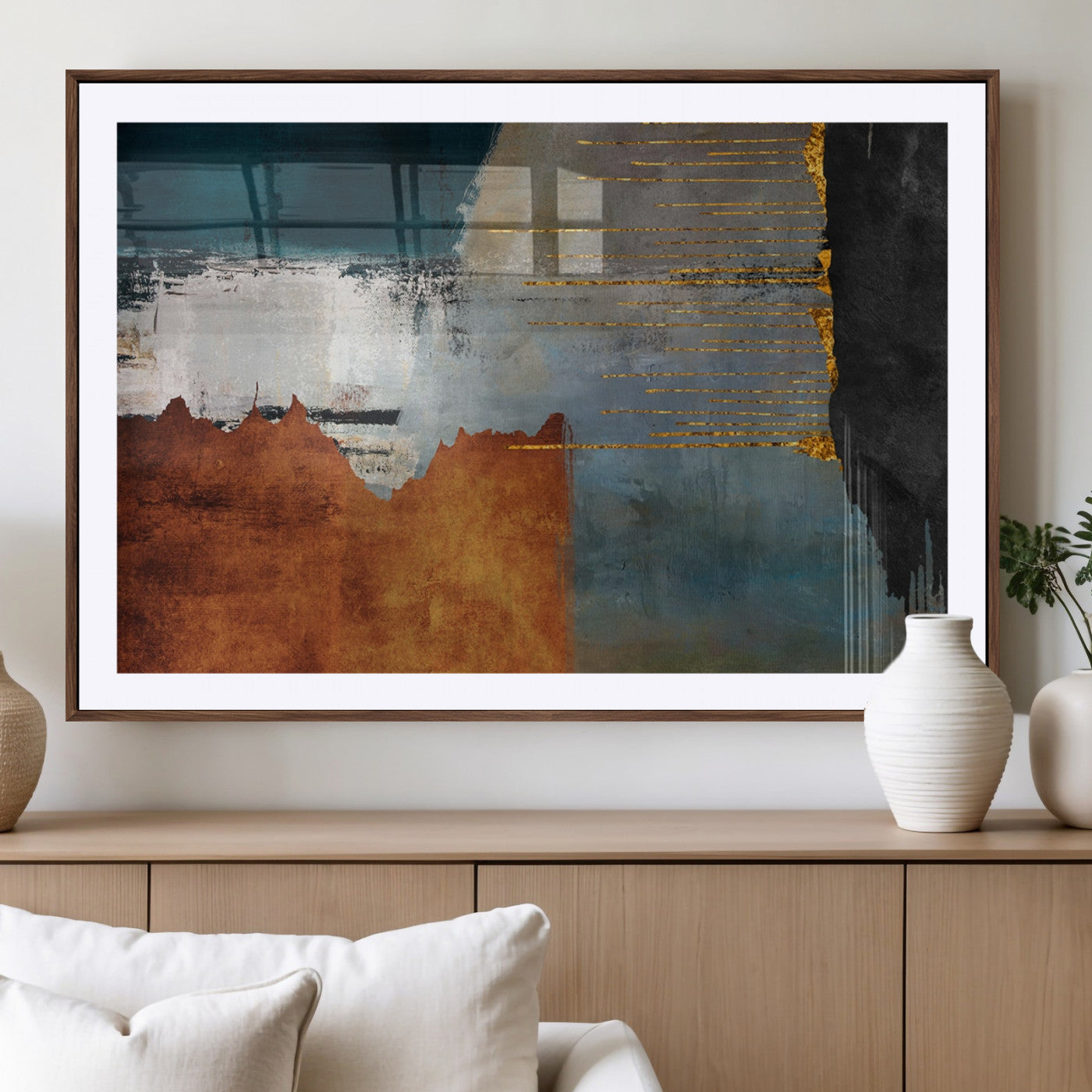 MGC-FP-36x24 - Modern Abstract Canvas Art Canvas Print - Framed and Ready to Hang Artwork for Contemporary Living