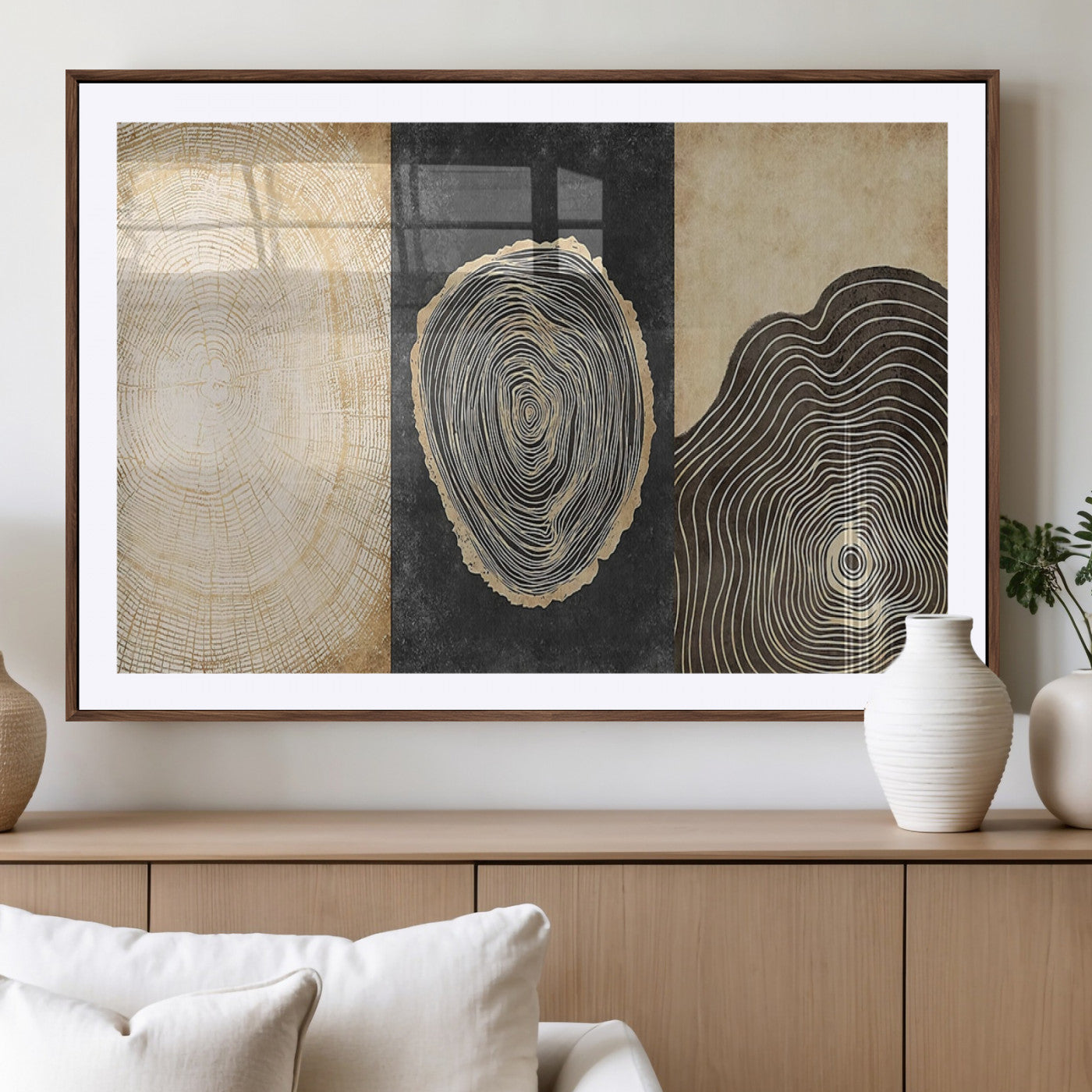 MGC-FP-36x24 - Tree Rings Canvas Wall Art Print – Minimalist Natural History in Modern Decor - Minimalist Boho Wall