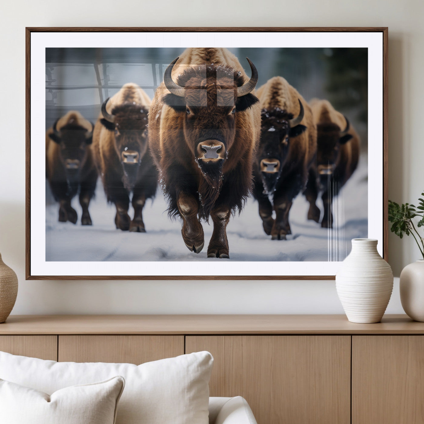 MGC-FP-36x24 - Buffalo Wall Art Canvas Print, American Bison Herd Wall Art Canvas Print - Bison Canvas Print