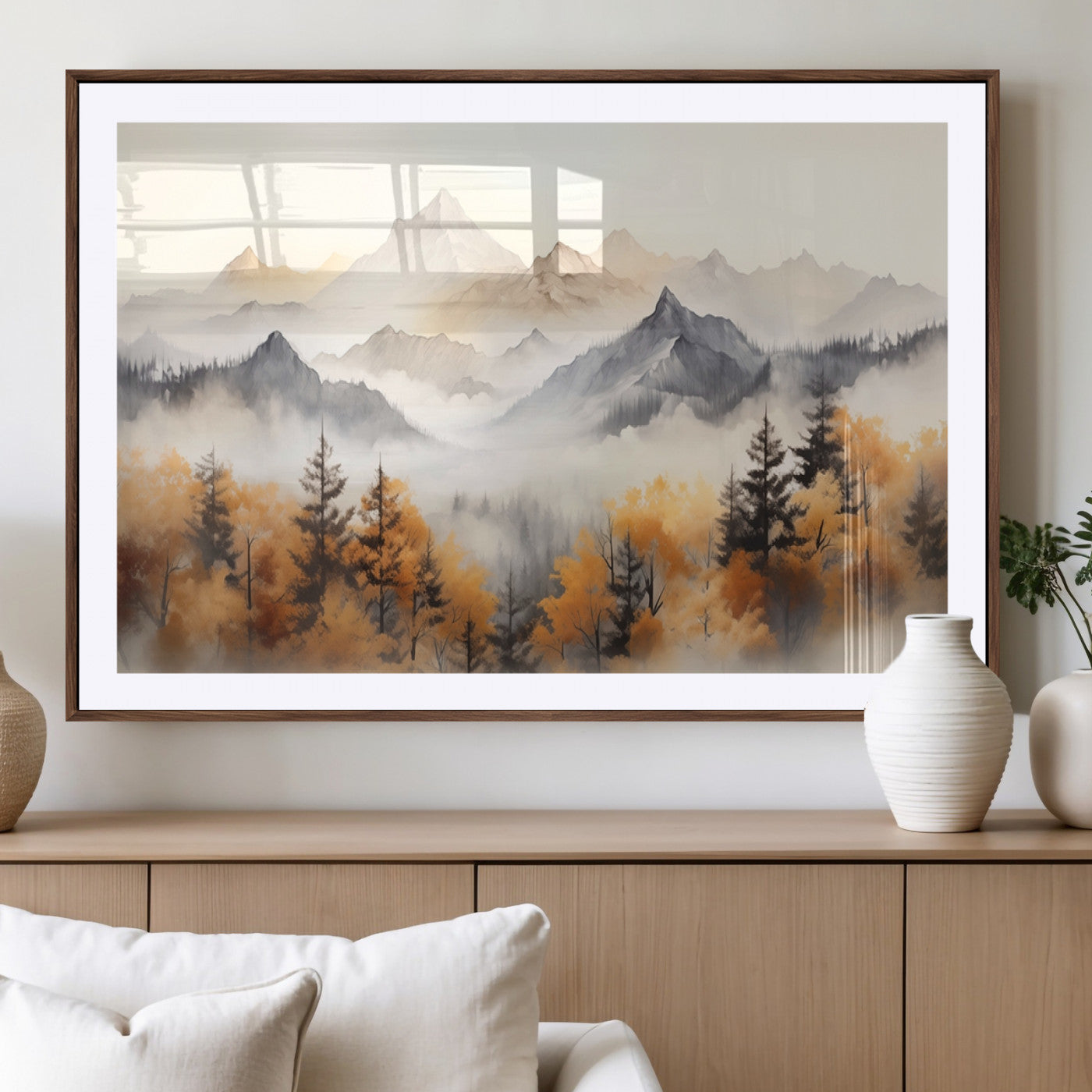 MGC-FP-36x24 - Abstract Mountain Wall Art | Misty Mountain Forest and Mountains Canvas Print for Living Room,