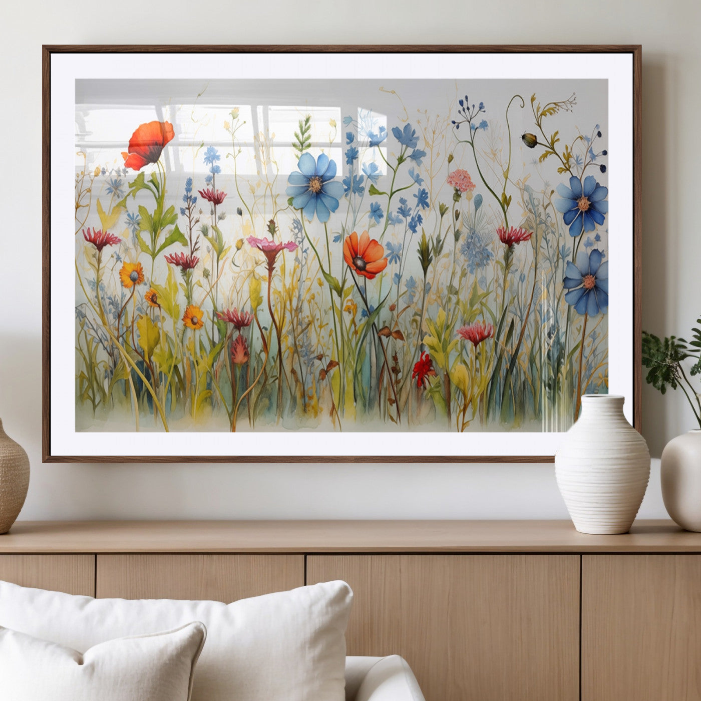 MGC-FP-36x24 - Colorful Wildflower Canvas Wall Art - Vibrant Floral Botanical Print, Bright Nature Decor for Living