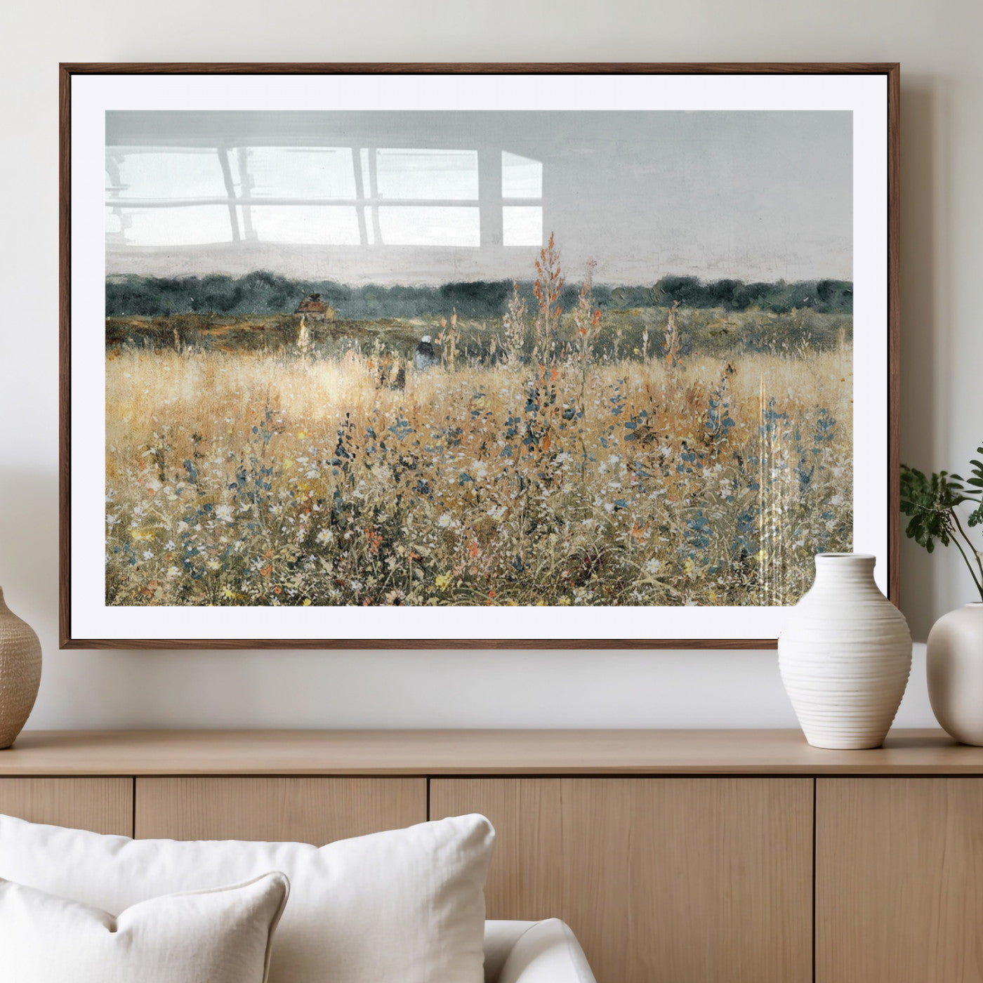 -Wildflower Field Wall Art Canvas | Nature-Inspired Landscape Canvas Print for Living Room or Office