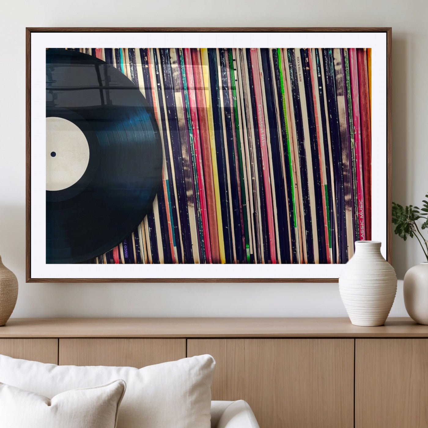 MGC-FP-36x24 - Vinyl Record and Album Collection Canvas Wall Art - Retro Music Decor, Vintage Vinyl, Vinyl Record