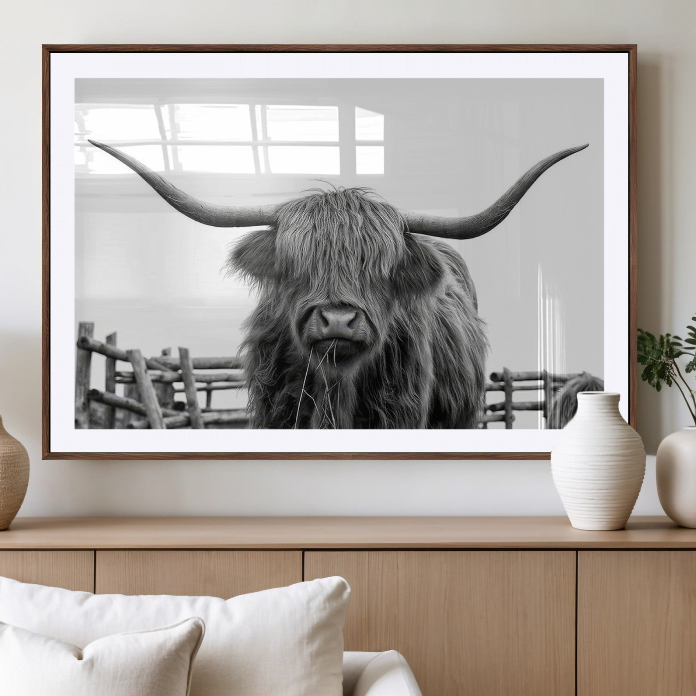 -Longhorn Canvas Print, Bighorn Cow Wall Art Canvas Print