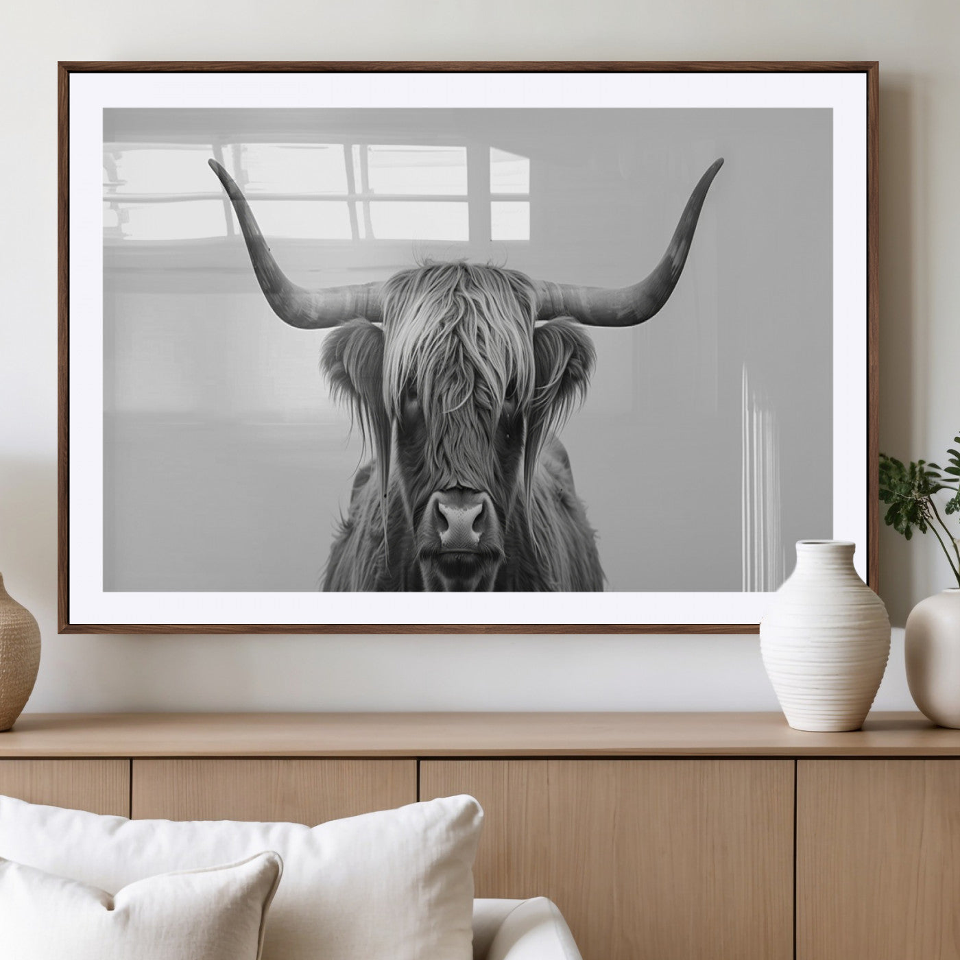 -Farmhouse Longhorn Wall Art Canvas Print, Longhorn Texas Wall Art Canvas Print