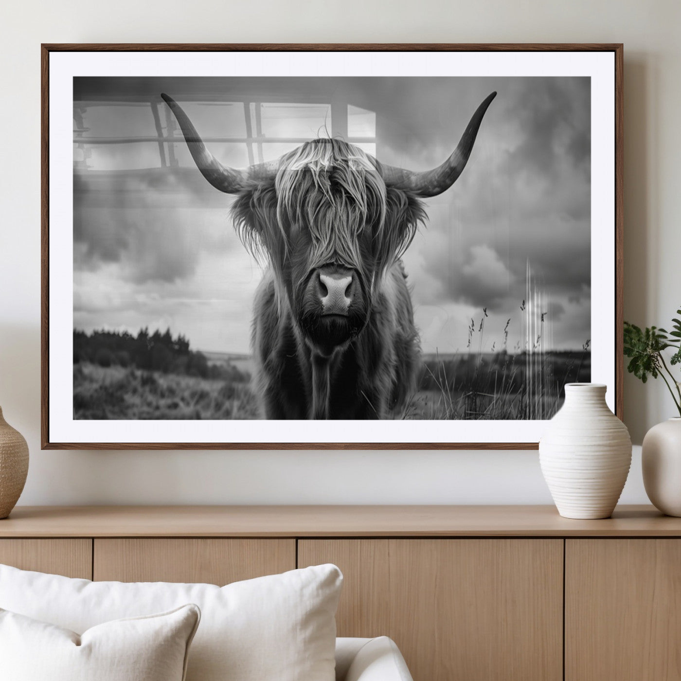 -Scottish Cow Wall Art Canvas Print | Longhorn Wall Art | Bighorn Animal Wall Art