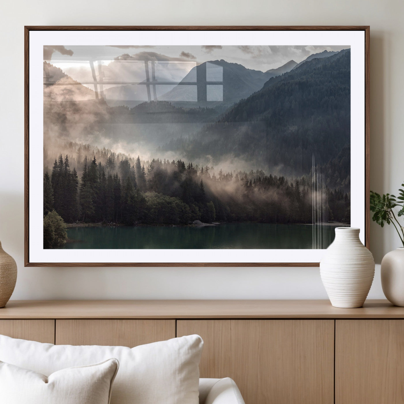MGC-FP-36x24 - Foggy Mountain Canvas Print Forest Wall Art