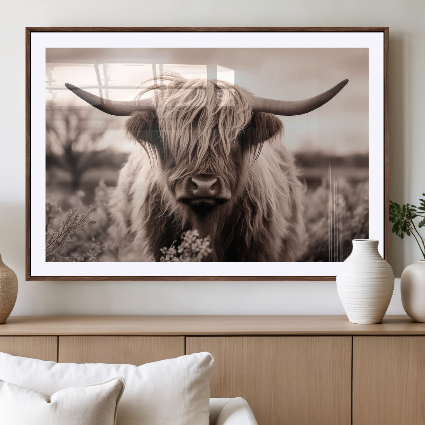 MGC-FP-36x24 - Scottish Cow Longhorn Wall Art Canvas Print