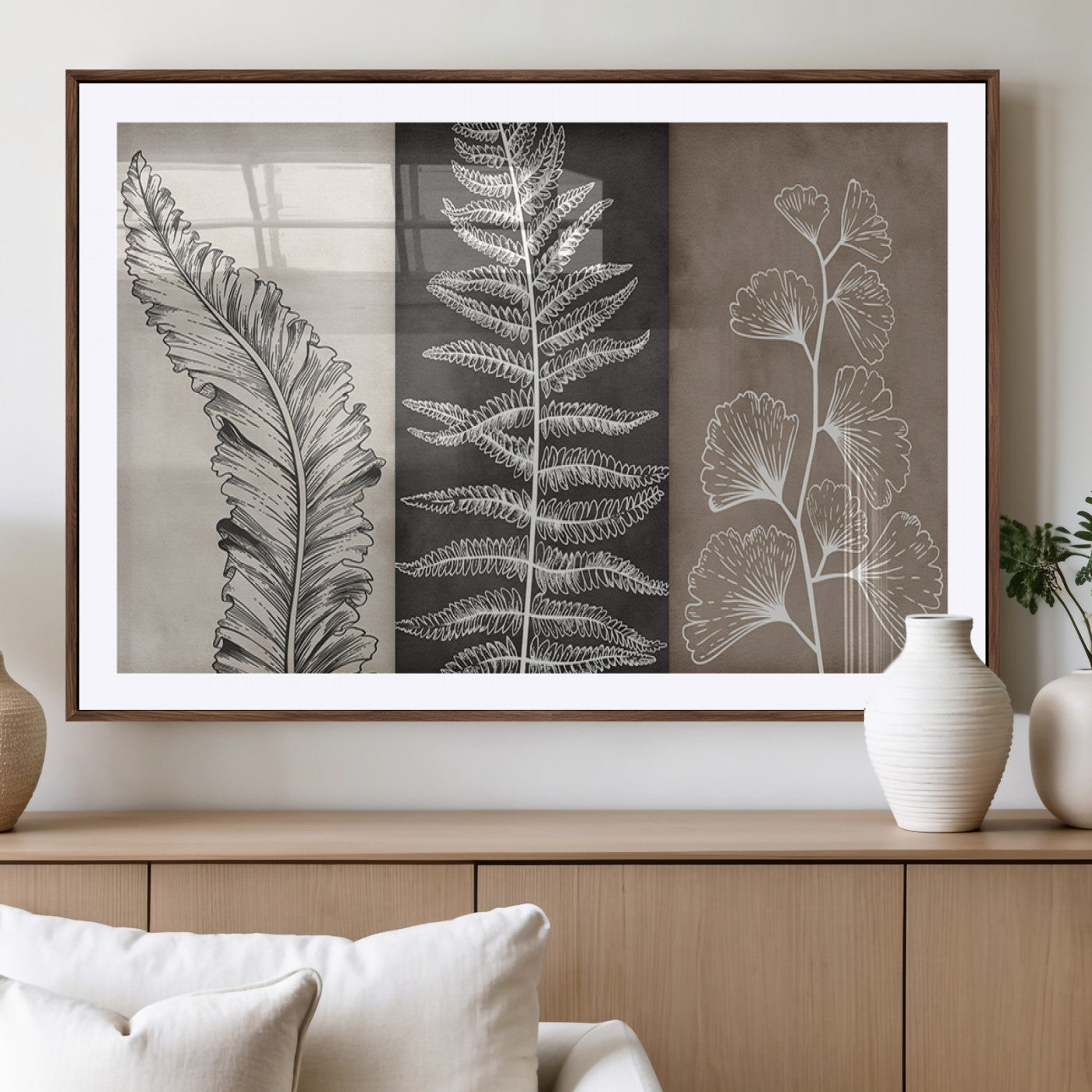 MGC-FP-36x24 - Minimalist Botanical Wall Art Canvas Print, Framed and Ready to Hang - Nature Art Print for Home