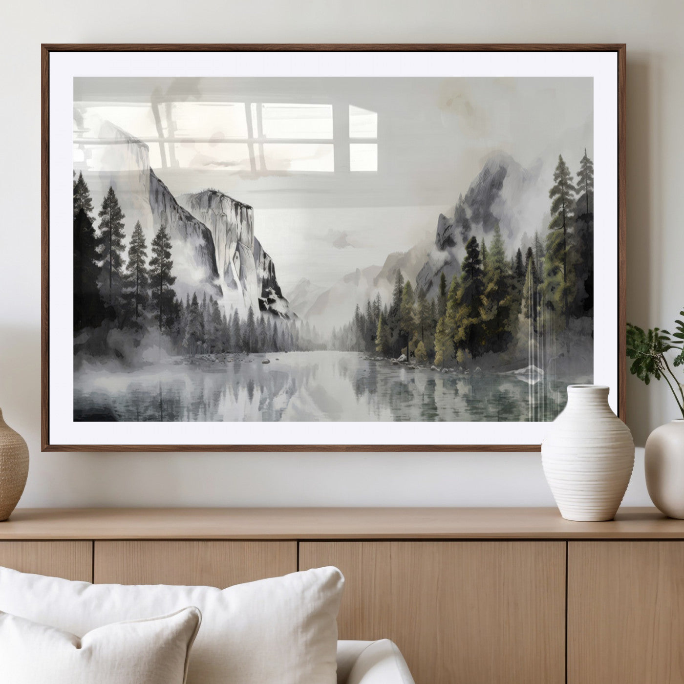 MGC-FP-36x24 - Yosemite Valley Wall Art Canvas Print – Framed and Ready to Hang – Majestic Nature Landscape Décor
