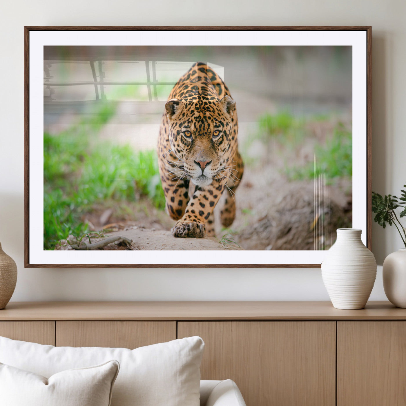 -Leopard on the Prowl - Stunning Large Framed Leopard Wall Art Canvas Wall Art for Living Room,