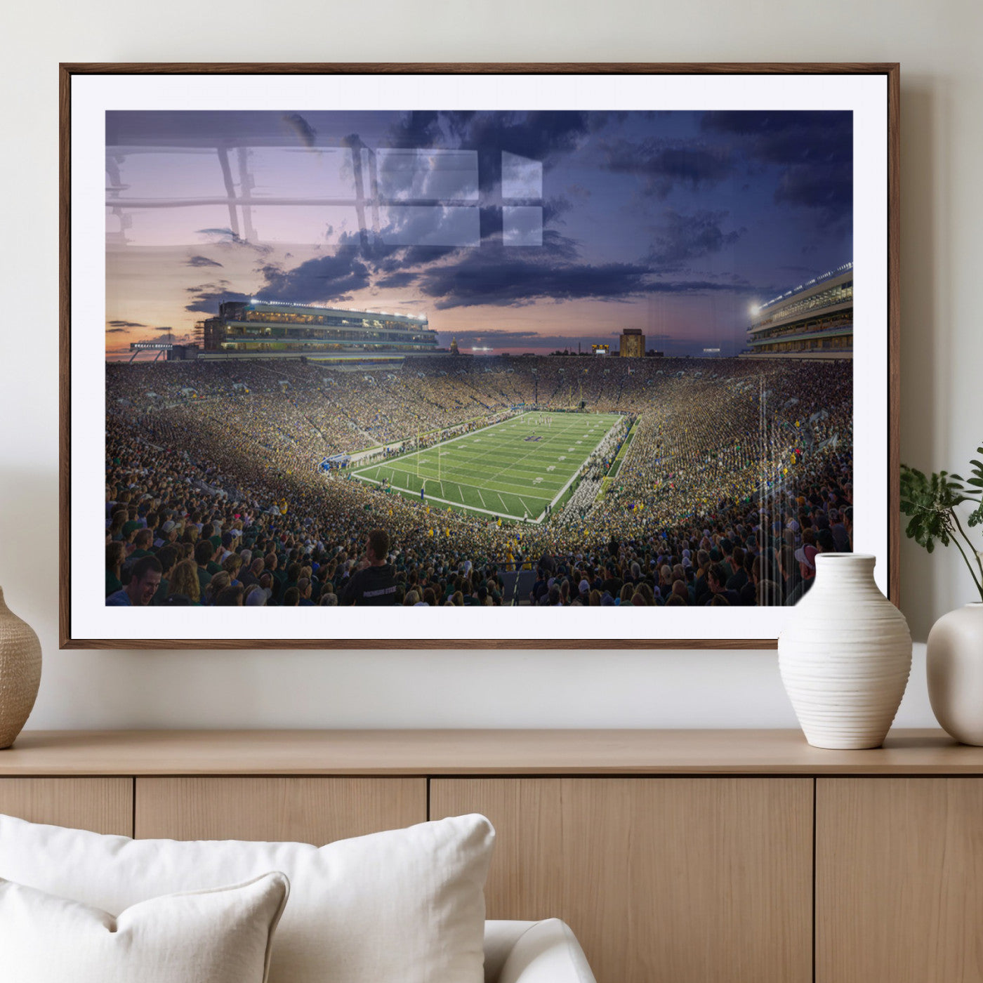 MGC-FP-36x24 - Notre Dame Fighting Irish Football Team Print - Notre Dame Stadium Wall Art Canvas Print