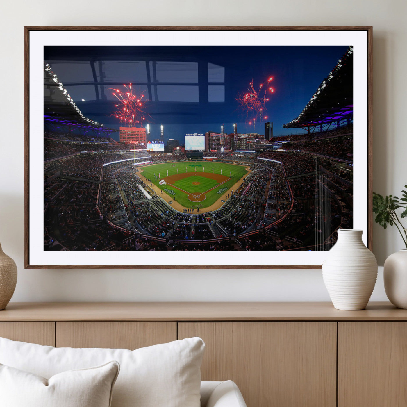 MGC-FP-36x24 - Truist Park Atlanta Braves Baseball Stadium Wall Art Print | Large 3-Panel Canvas Print for Sports