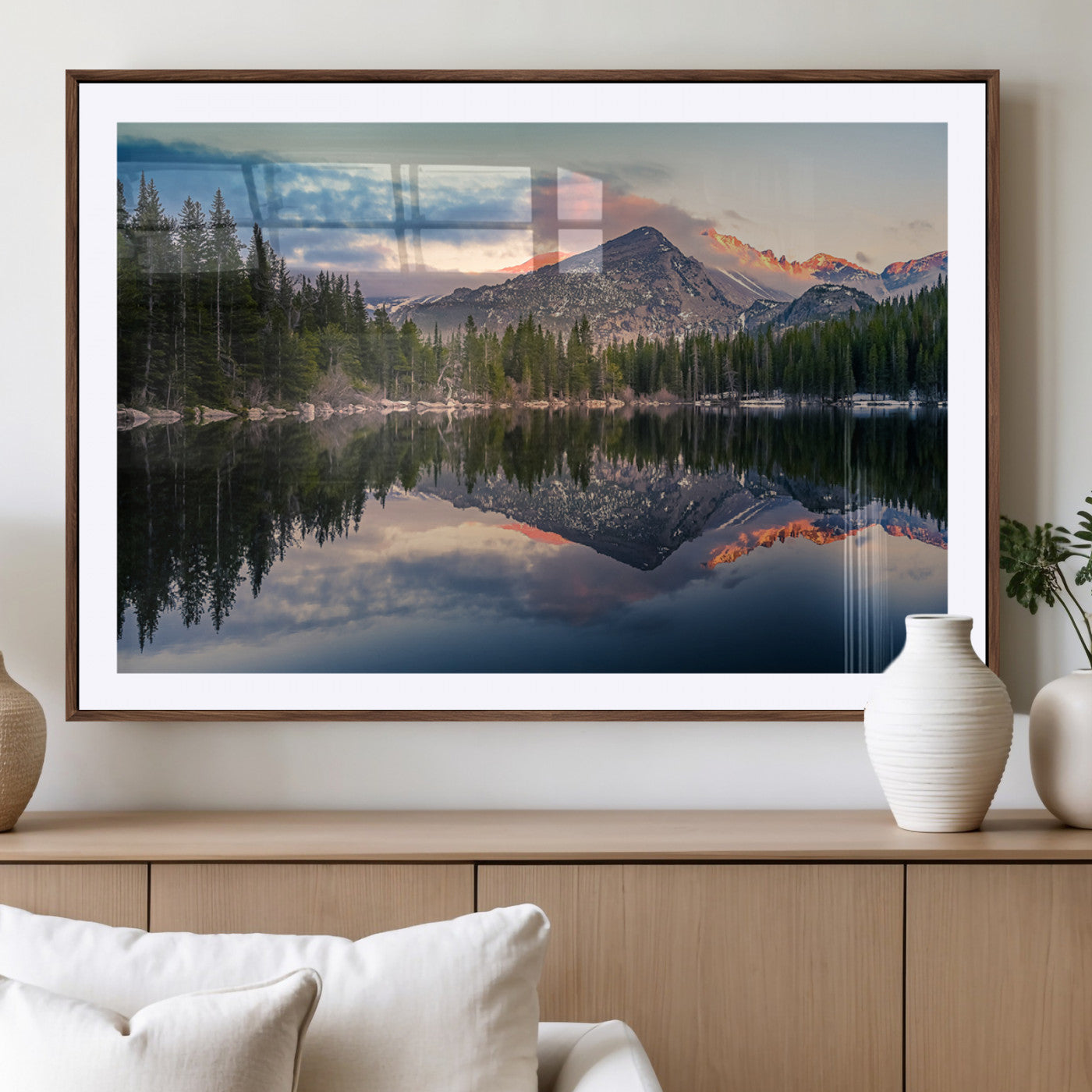 MGC-FP-36x24 - Bear Lake Reflection at Rocky Mountain National Park Wall Art Canvas Print, Scenic Mountain Landscape Canvas Print Set | Mountain Lake Wall Art Print