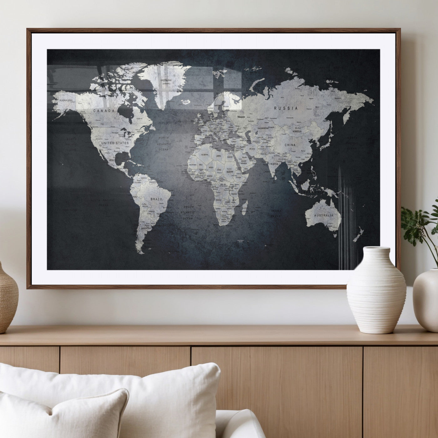 MGC-FP-36x24 - World Map Wall Art Canvas Print for Home and Office Decor