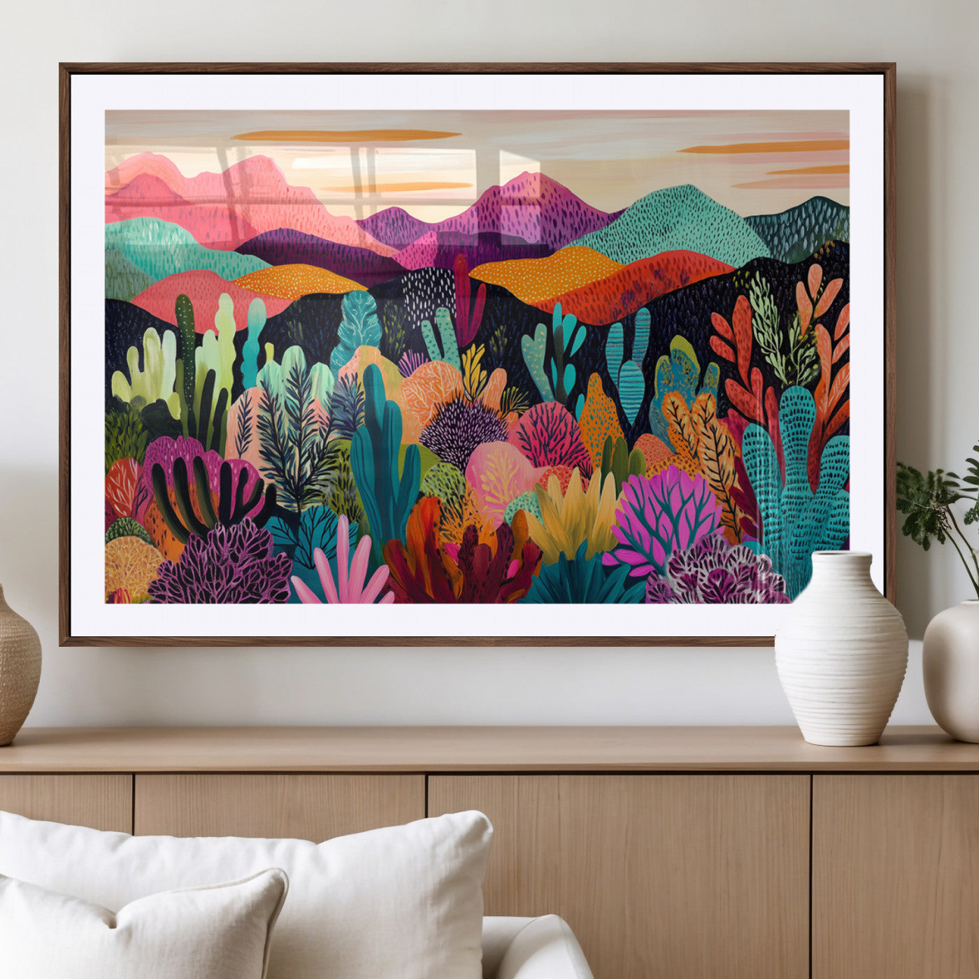 MGC-FP-36x24 - Abstract Kusama Print - Landscape Canvas Wall Art Print - Vibrant Modern Decor for Living Room,