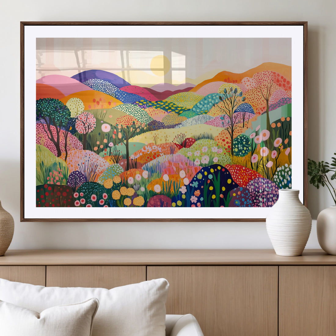 Yayoi Kusama 1986 Wall Art Print, Yayoi Kusama Wabi Sabi Japanese Abstract Landscape Canvas