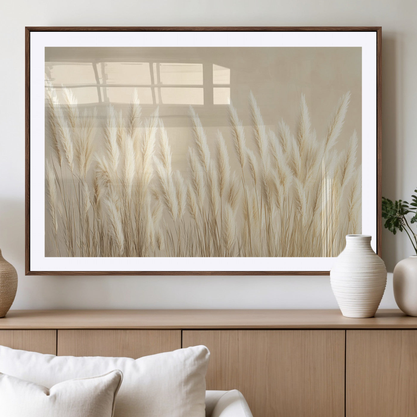 MGC-FP-36x24 - Grass Wall Art Print - Elegant Neutral Decor for Living Room, Boho Minimalist Artwork, Ready to Hang
