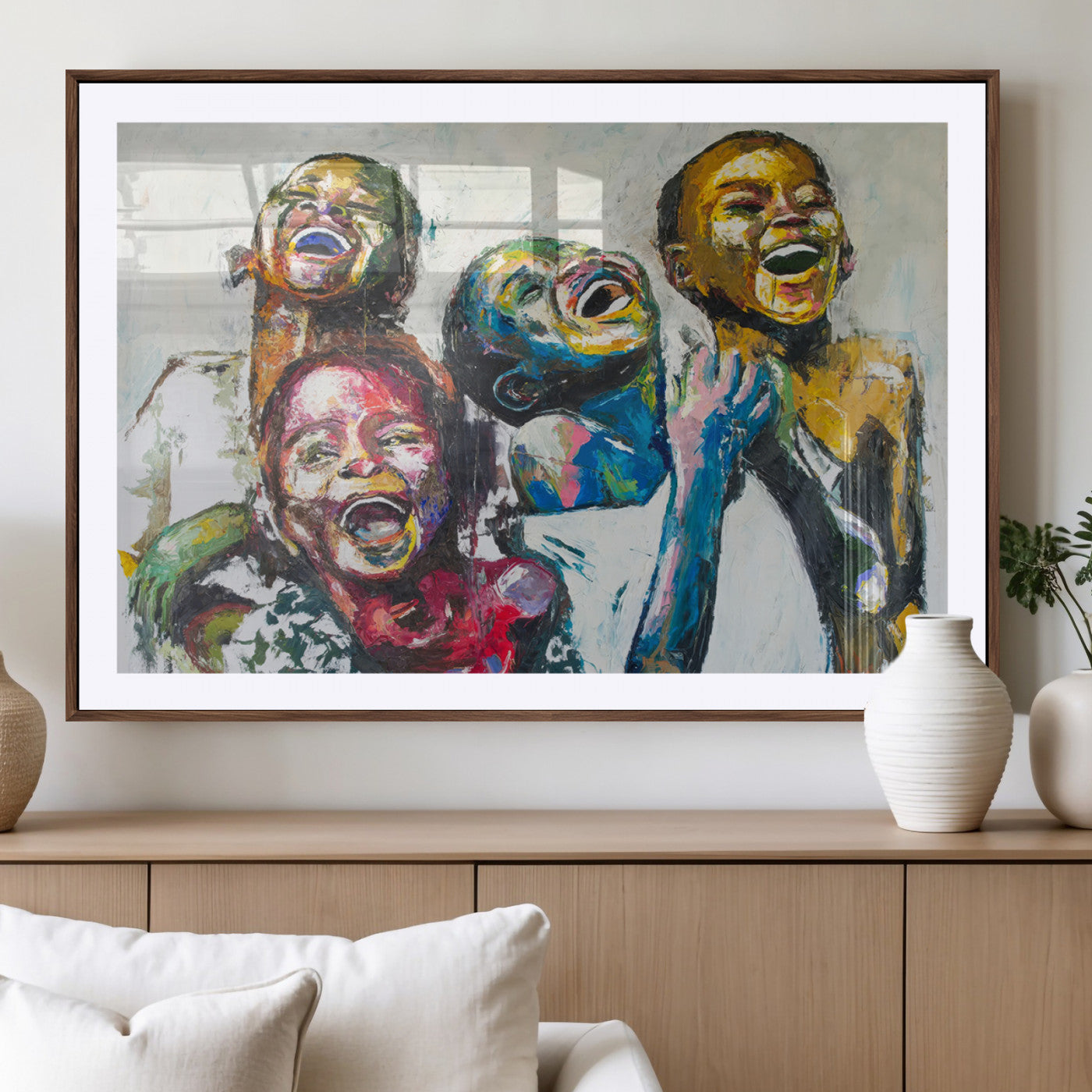 MGC-FP-36x24 - Shai Yossef Style Canvas Art - Joyful African Black Kids Impasto Painting with Vibrant Brushstrokes,