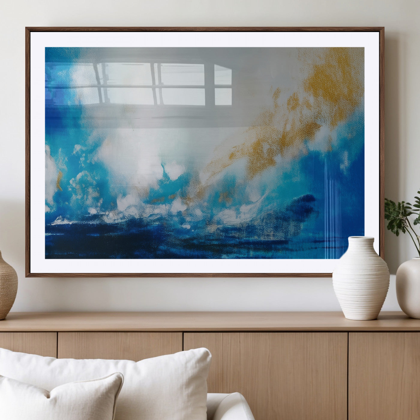 MGC-FP-36x24 - Blue Abstract Print - Dynamic Ocean-Inspired Canvas Wall Art