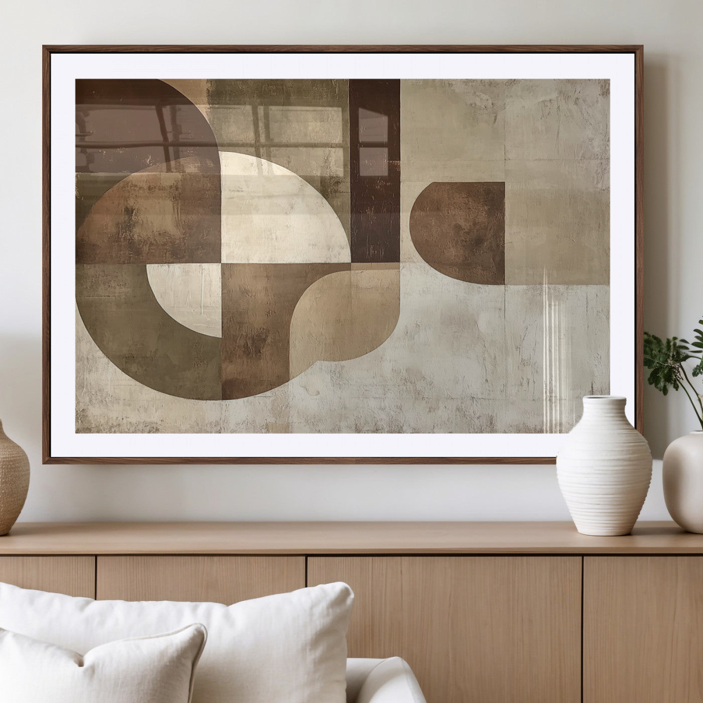 MGC-FP-36x24 - Wabi Sabi Geometric Wall Art | Abstract Modern Minimalist Canvas Print with Neutral Mid Century Art