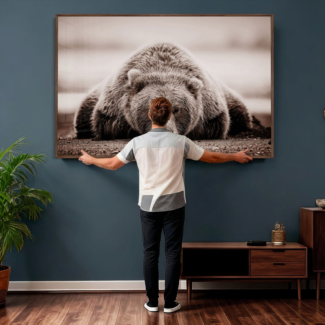 Grizzly Bear Wall Art Print, Bear Canvas Wall Art, Rustic Decor