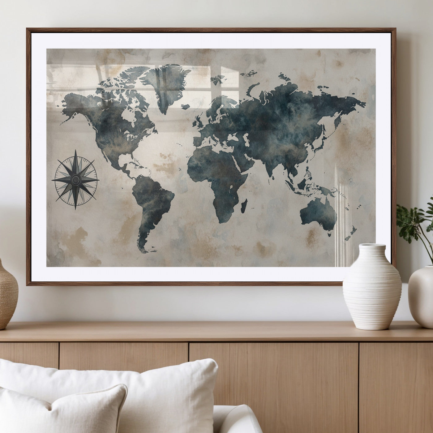 MGC-FP-36x24 - Push Pin World Map Canvas Print – Framed Wall Art for Couples to Track Their Travels – Anniversary