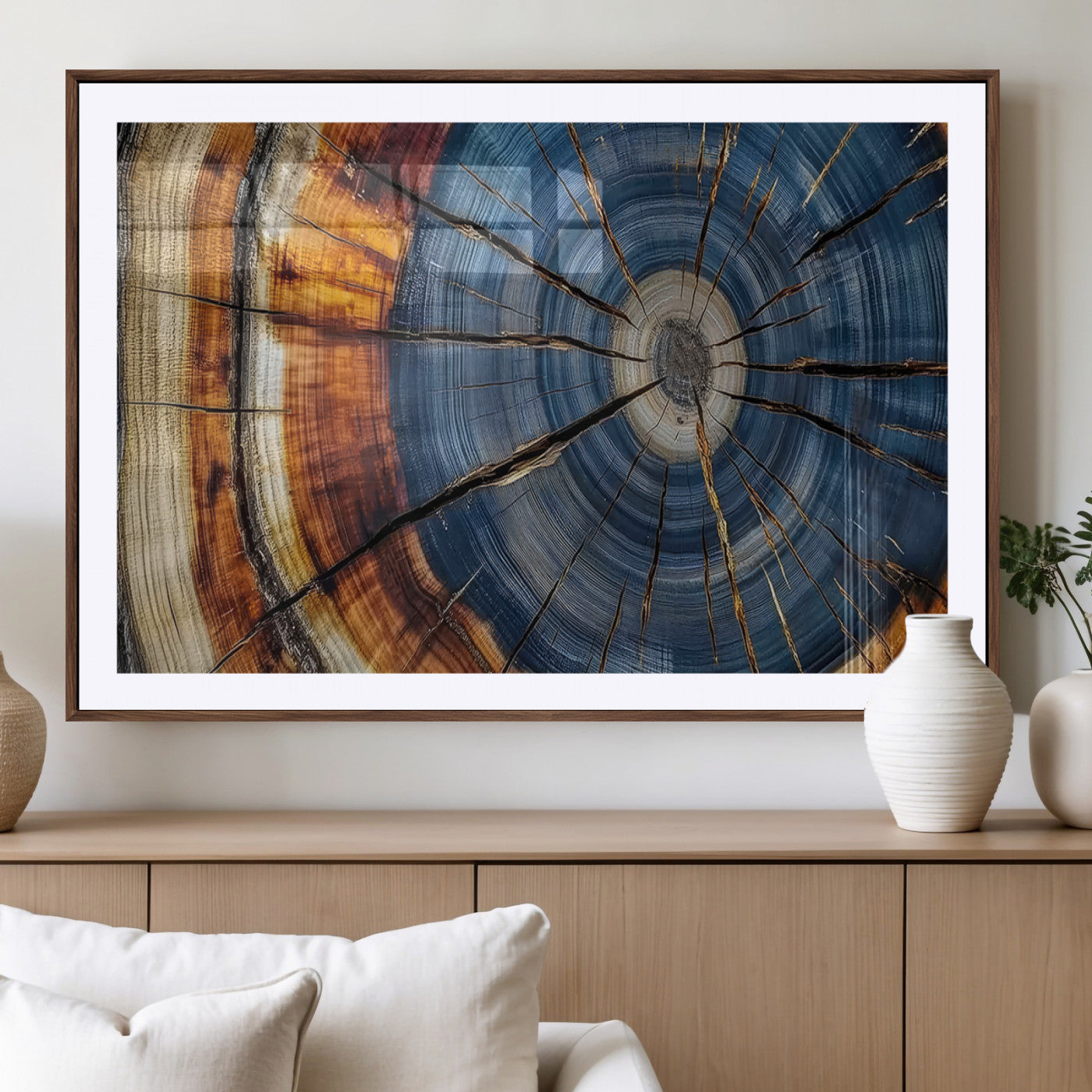 MGC-FP-36x24 - Abstract Tree Rings Canvas Wall Art - Wood Grain Canvas Print - Nature-Inspired Modern Wood Grain
