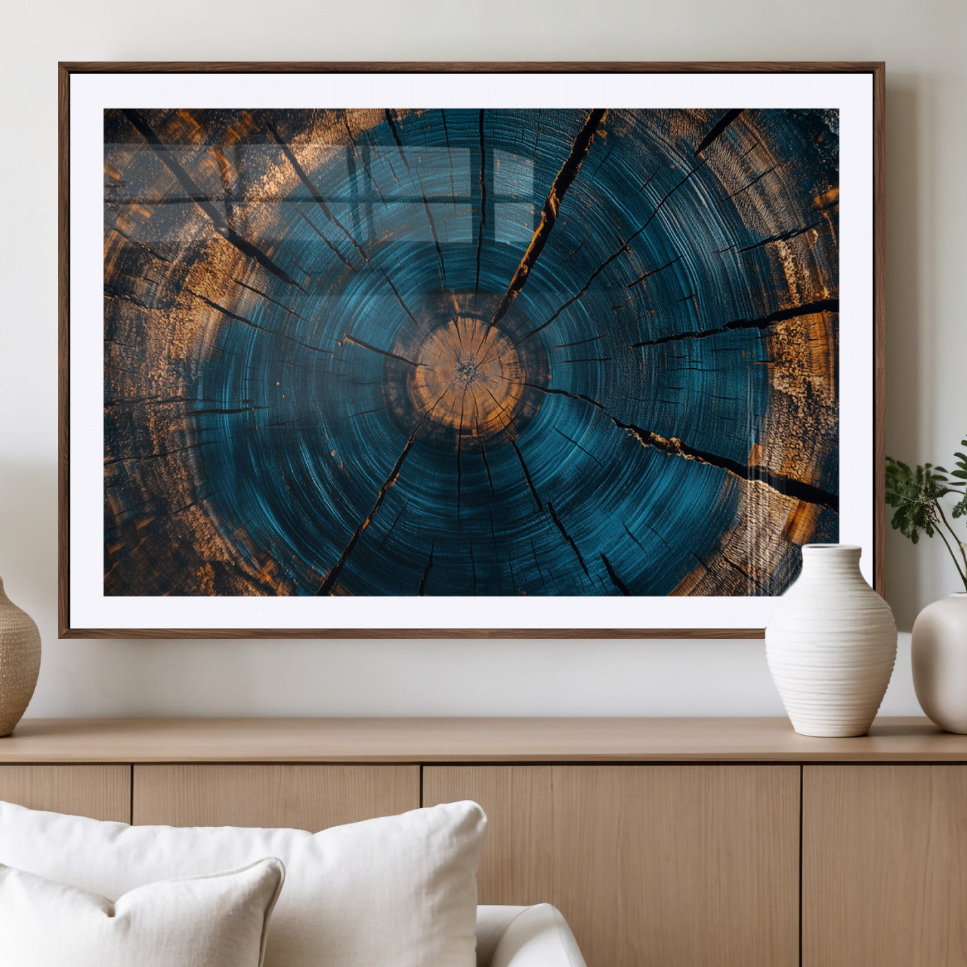 MGC-FP-36x24 - Abstract Tree Rings Wall Art Canvas Print - Wood Grain Rings Artwork Print - Nature Woodland Modern