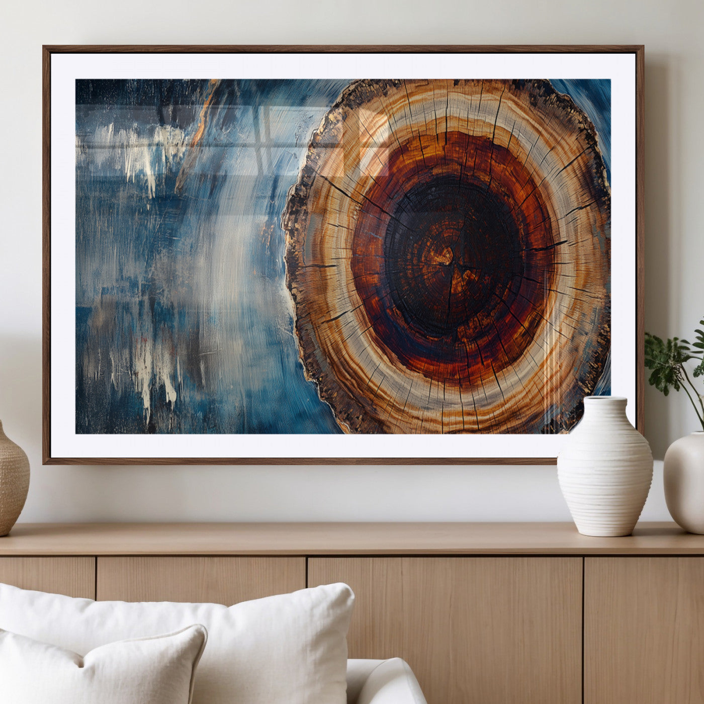 MGC-FP-36x24 - Abstract Tree Rings Wall Art Canvas Print - Wood Grain Rings Canvas Print - Nature Woodland Wall