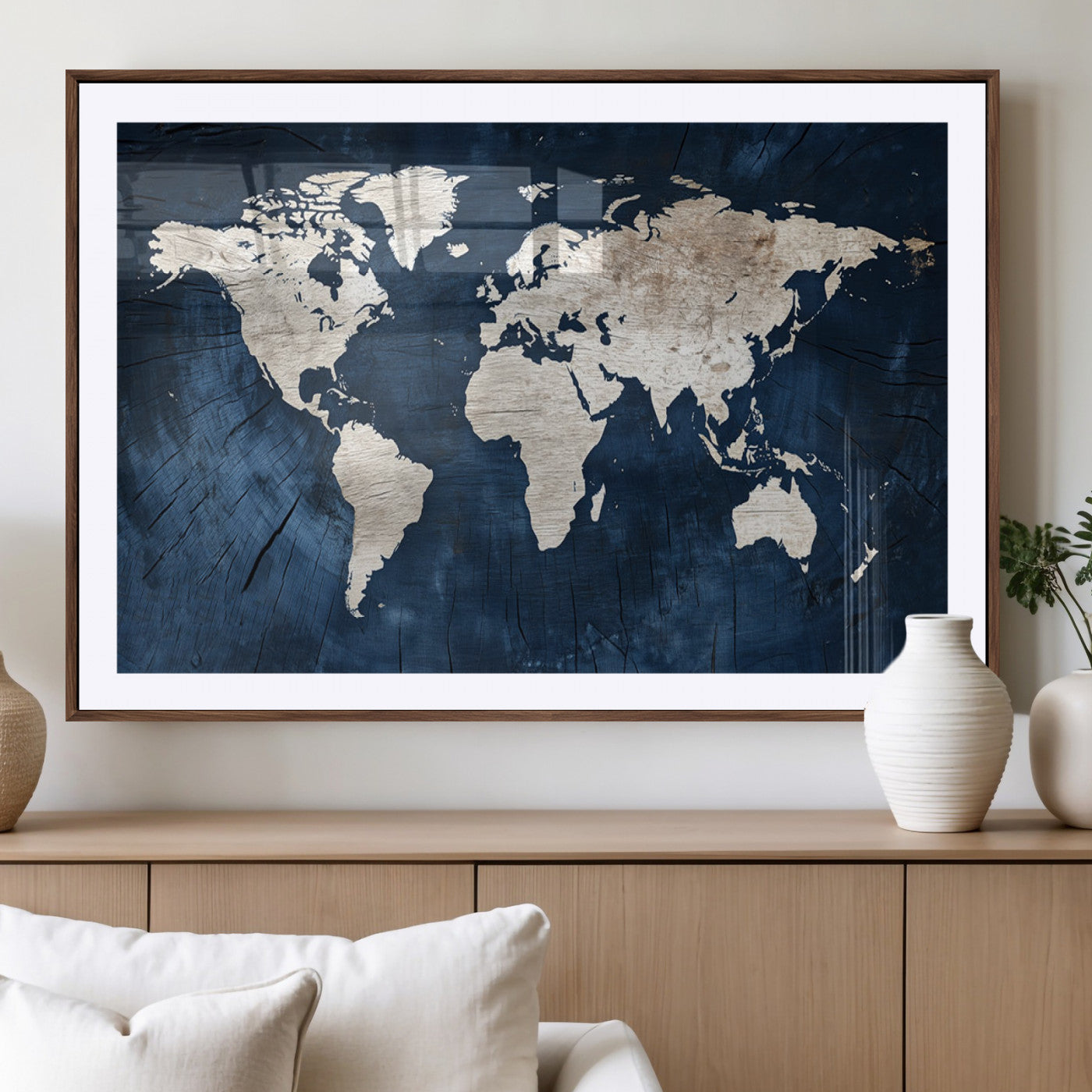 MGC-FP-36x24 - Push Pin World Map Canvas Print – Framed Wall Art for Couples to Track Their Travels – Anniversary