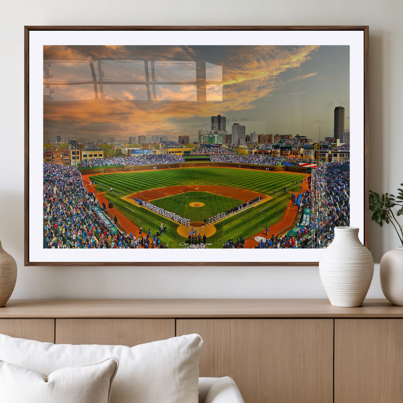 MGC-FP-36x24 - Chicago Wrigley Field Canvas Wall Art - Iconic Baseball Stadium Art Print - Wrigley Field Chicago