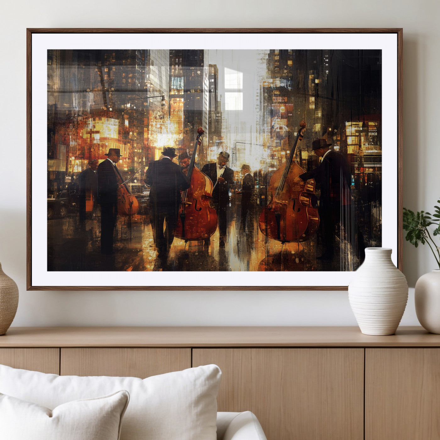 MGC-FP-36x24 - Abstract Jazz Art Wall Art Canvas Print - Framed Abstract Music Canvas - Colorful Instrument Poster