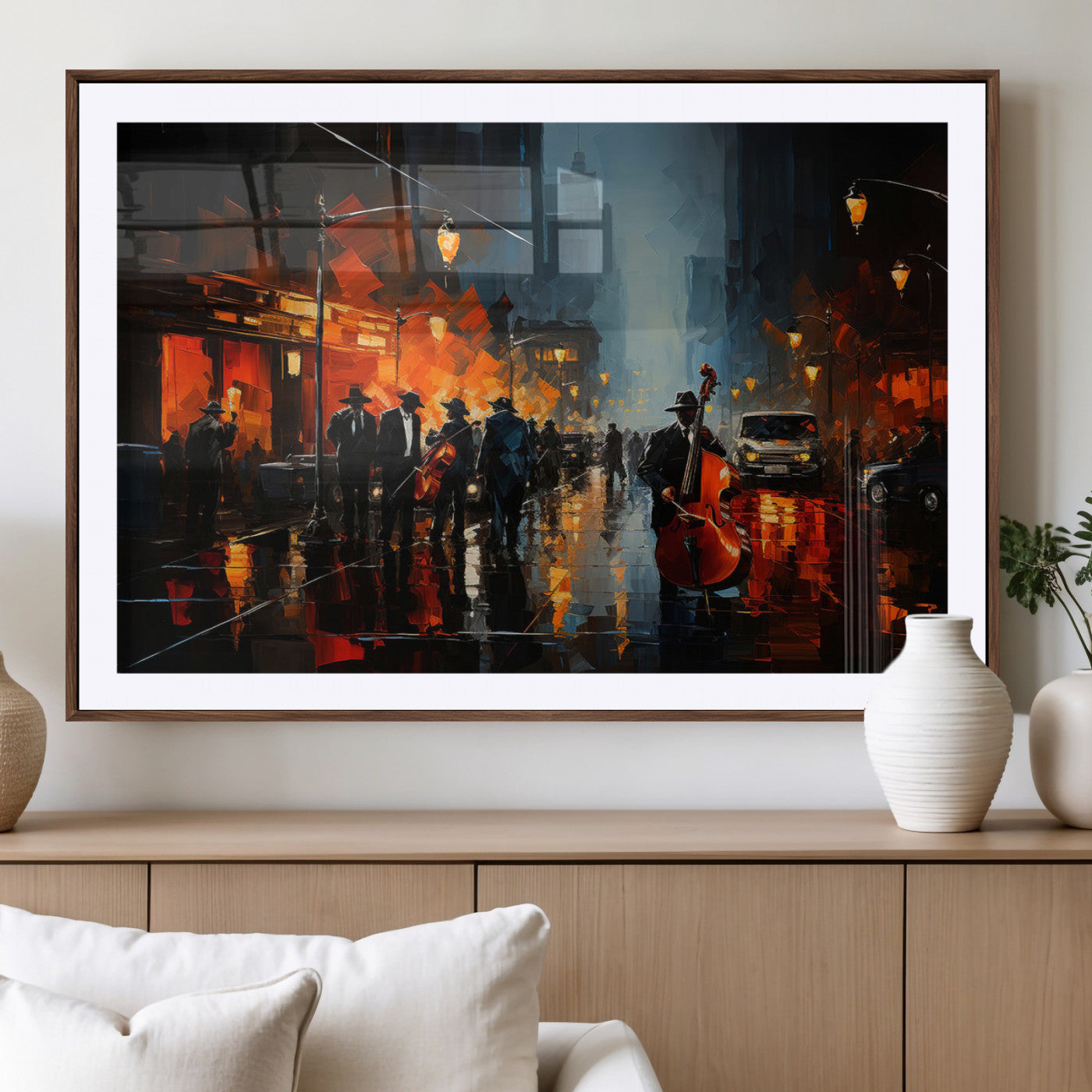 MGC-FP-36x24 - Winston Porter Jazz Wall Art - African American Music Canvas - Abstract Colorful Music Art - Framed