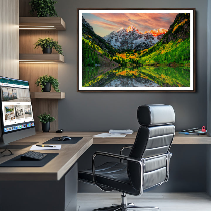 Maroon Bells Lake Wall Art Canvas Print – Majestic Colorado Mountain Landscape, Autumn Reflection, Multi-Panel Framed Artwork for Home,