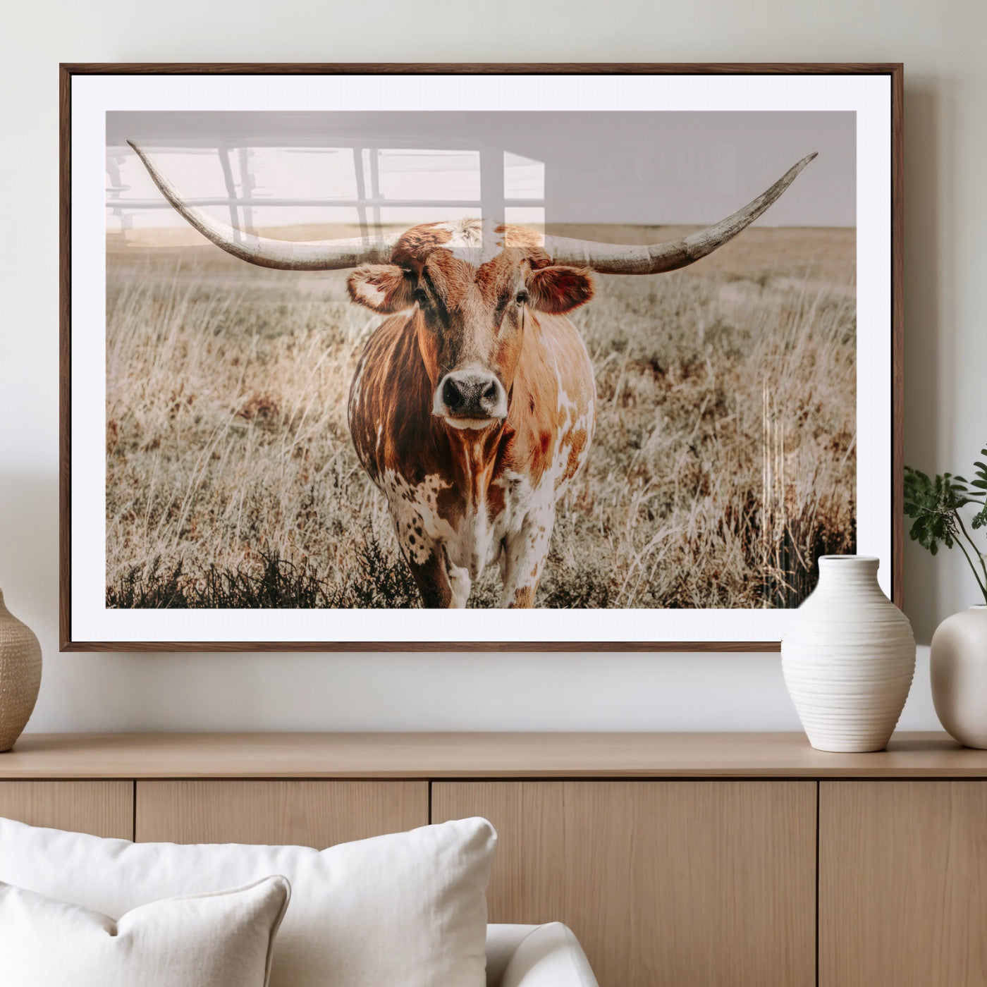 MGC-FP-36x24 - Wall Art Canvas Print Majestic Longhorn Graceful Strength in Every Curve Bold Spirit of the Wild