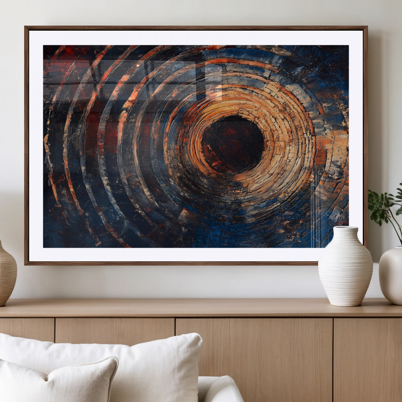 MGC-FP-36x24 - Wood Tree Ring Wall Art Canvas Print, Framed Natural Wood Art Picture Print, Rustic Tree Slice Perfect Rustic Decor Artwork