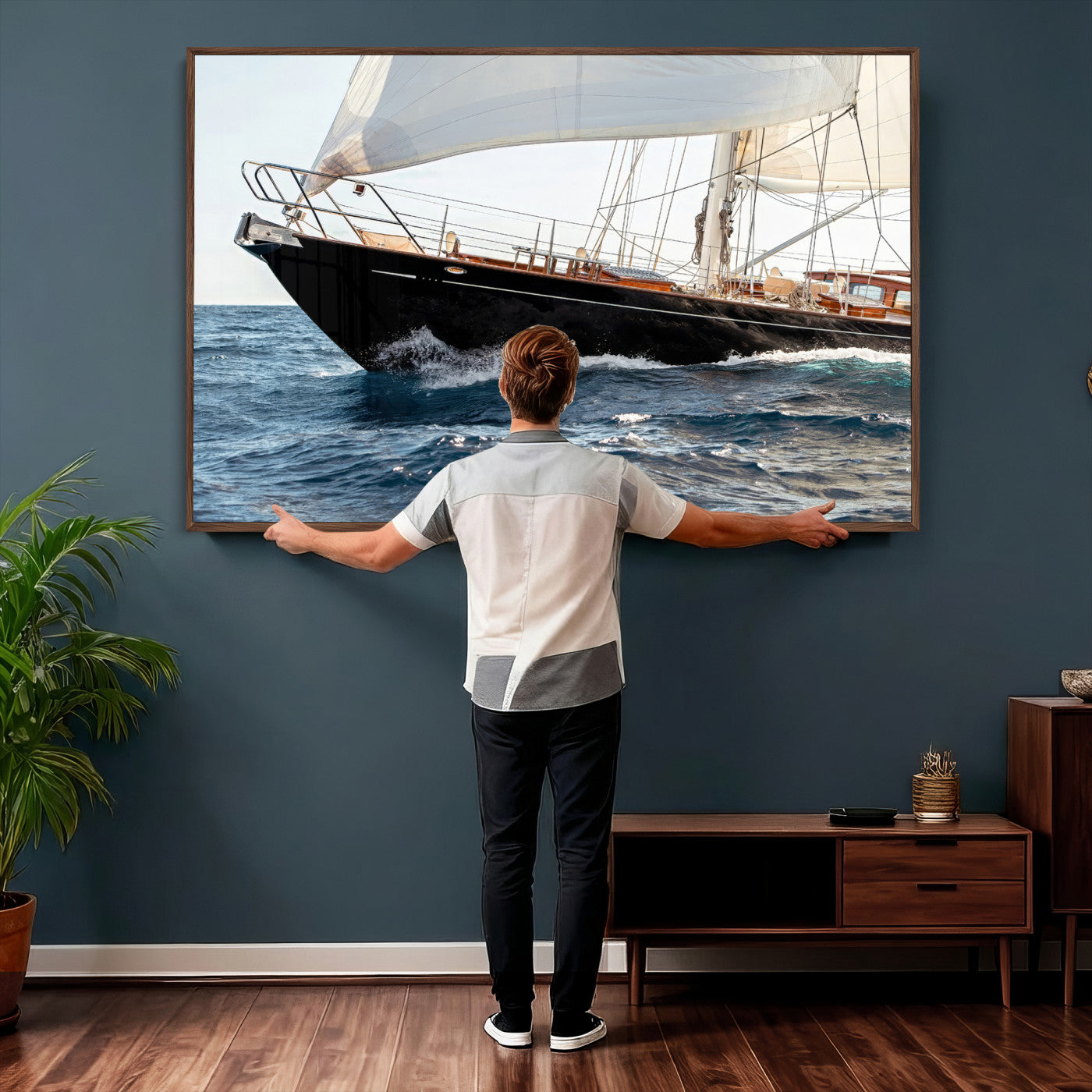 97168626-MGV-CV-36X24 - Boat Yacht Wall Art – Ocean Waves & Sailing Adventure Canvas Print, Nautical Elegance & Marine Journey for Living Room or Luxury Decor