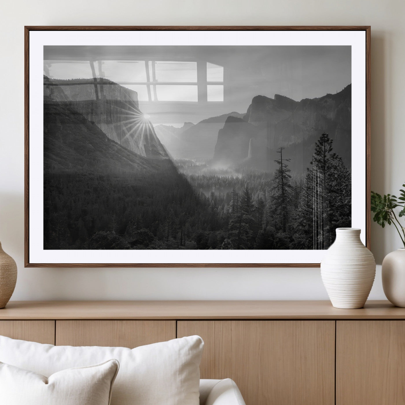 MGC-FP-36x24 - Yosemite Valley Wall Art Canvas Print, Framed El Capitan Sunrise Art Picture Print, Misty Mountain Perfect Modern Rustic Decor Artwork