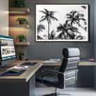 46641801-MGV-CV-40X27-Palm Wall Art Canvas Print, Framed Tropics Art Picture Print, Monochrome Perfect Minimalist Decor