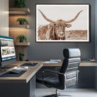 Longhorn Cow Wall Art Canvas Print, Framed Texas Ranch Art Picture Print, Western Bull Perfect County Decor Artwork