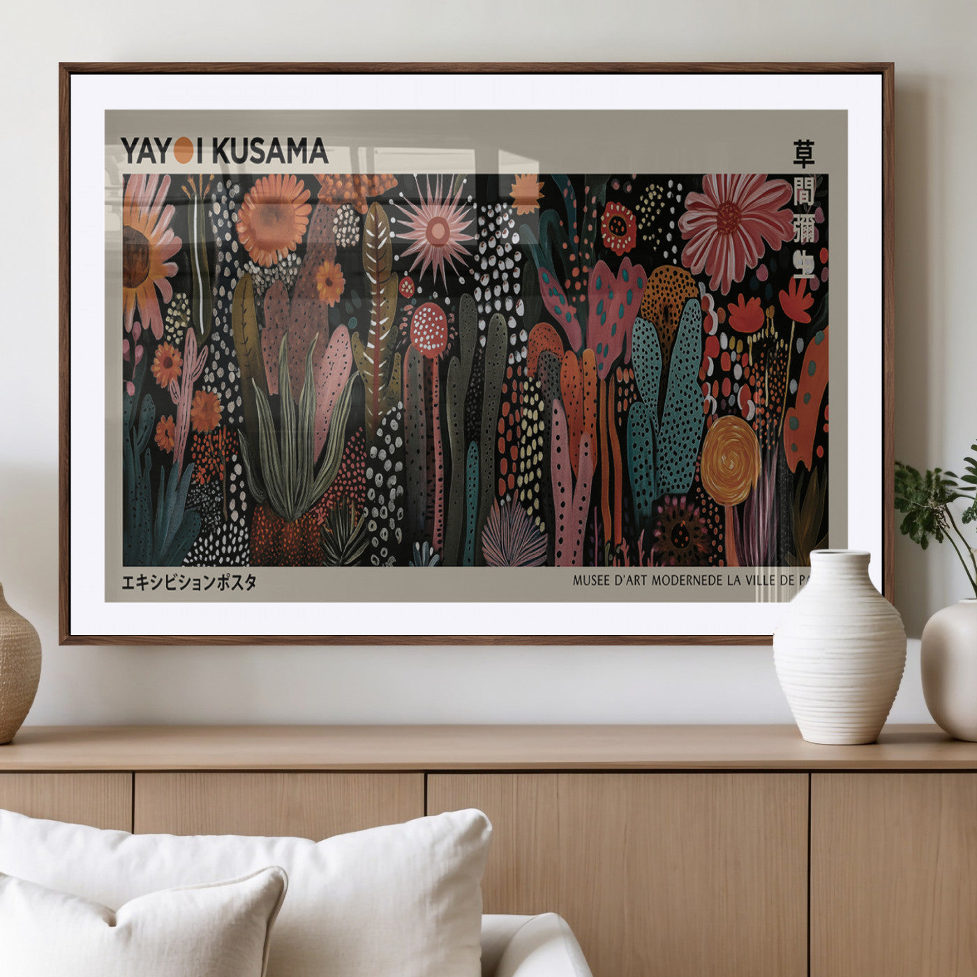MGC-FP-36x24 - Modern Japanese Wall Art Print Yayoi Kusama Canvas Wall Art Abstract Mount Fuji Canvas Print