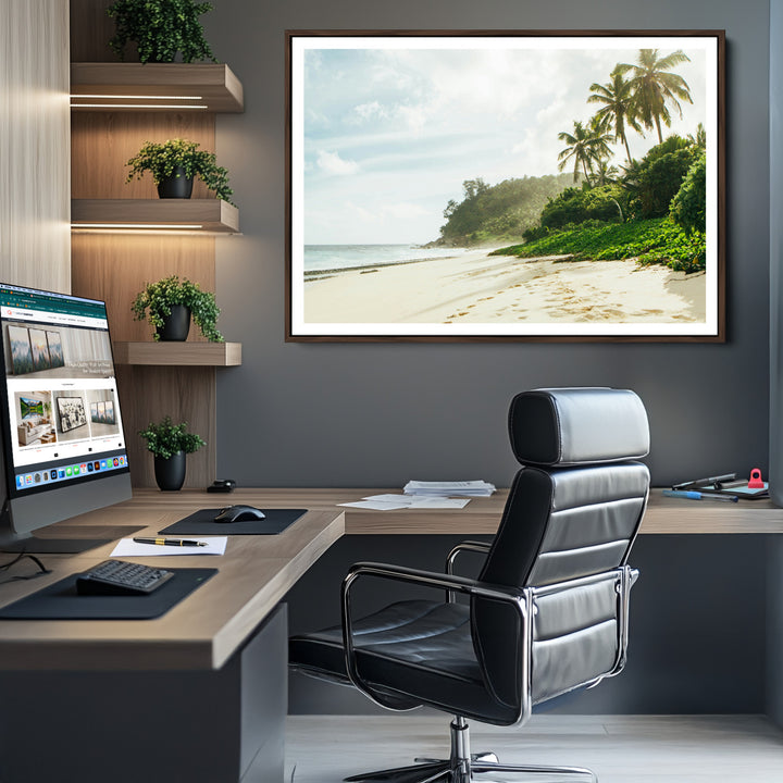 Relaxing Beach Wall Art Canvas Print, Framed Ocean View Art Picture Print, Coastal Serenity Perfect Tropical Coastal Decor Artwork
