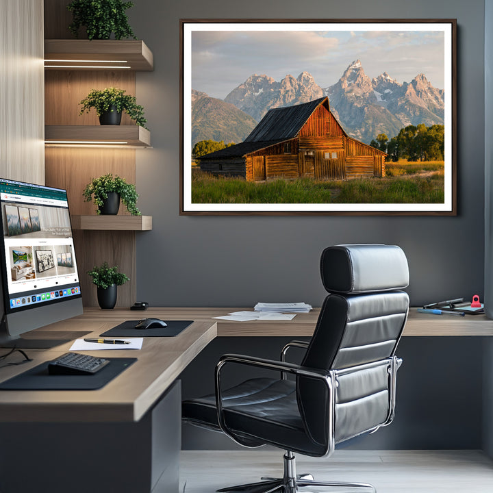Rustic Barn Wall Art Canvas Print, Framed Western Landscape Art Picture Print, Farmhouse Style Perfect Rustic Farmhouse Decor Artwork